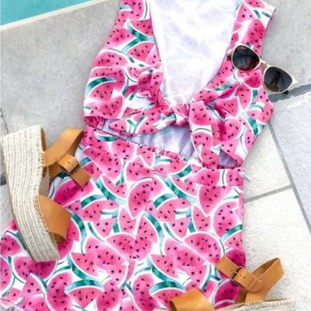 Show Me Your Mumu Nantucket Watermelon Print Romper Size M SMYM